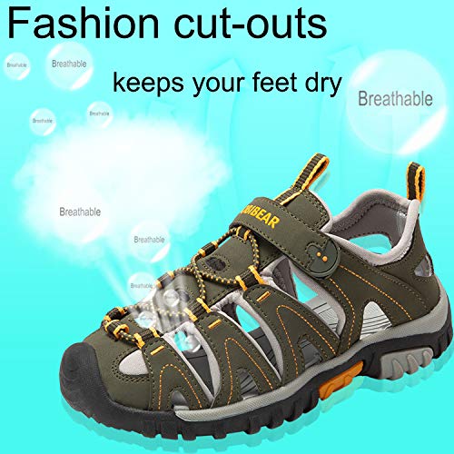 Gaatpot Sandalias Deportivas para Unisex niños Aire Libre Deporte Zapatillas de Senderismo Sandalias con Punta Cerrada Zapatos Verde 34 EU