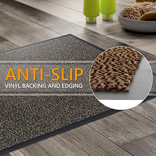 GadHome Felpudo de Entrada, Marron Gris 90x120 cm | Alfombra Exterior para Puerta, Impermeable, Lavable para Atrapar Suciedad para Recibidor|Alfombrilla Antideslizante, Pasillo, Cocina, Dormitorio