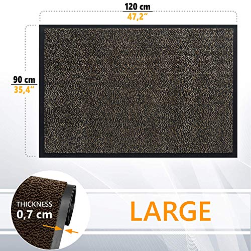 GadHome Felpudo de Entrada, Marron Gris 90x120 cm | Alfombra Exterior para Puerta, Impermeable, Lavable para Atrapar Suciedad para Recibidor|Alfombrilla Antideslizante, Pasillo, Cocina, Dormitorio