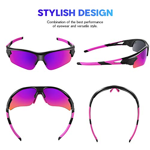 Gafas de Sol Polarizadas - Bea·CooL Gafas de Sol Deportivas Unisex Protección UV con Monturas Ligeras para Esquiando Ciclismo Carrera Surf Golf Conduciendo (Rosa)