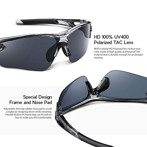 Gafas de Sol Polarizadas - Bea·CooL Gafas de Sol Deportivas Unisex Protección UV con Monturas Ligeras para Esquiando Ciclismo Carrera Surf Golf Conduciendo (Gris transparente)