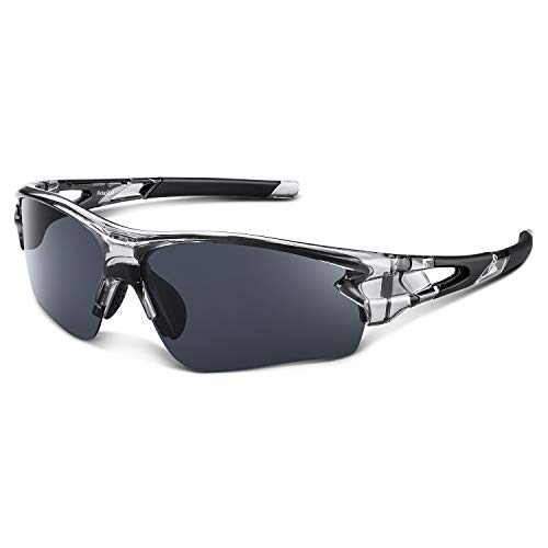 Gafas de Sol Polarizadas - Bea·CooL Gafas de Sol Deportivas Unisex Protección UV con Monturas Ligeras para Esquiando Ciclismo Carrera Surf Golf Conduciendo (Gris transparente)