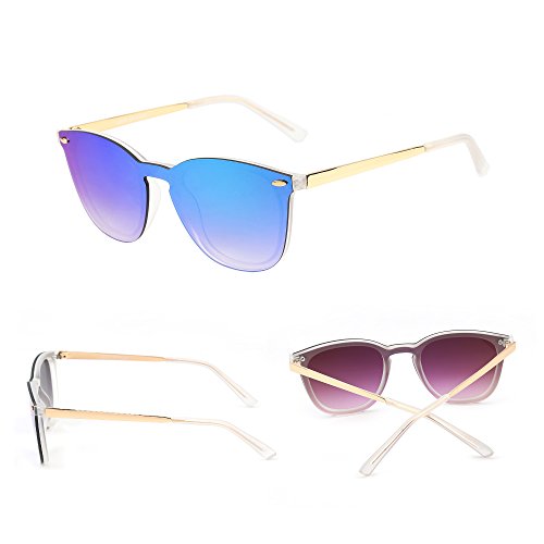 Gafas de Sol Sin Montura Una Pieza de Espejo Reflexivo Anteojos Para Hombre Mujer(Transparente Mate/Verde Espejo) Gafas de Sol Sin Montura Una Pieza de Espejo Reflexivo Anteojos Para Hombre Mujer(Transparente Mate/Verde Espejo)