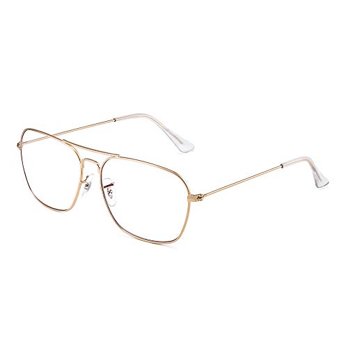 Gafas de Vista Aviador Bloqueo Luz Azul Computadora Mujer Hombre, Cuadradas Proteger Ojos Vídeo Anteojos Anti Deslumbramiento (Marco Dorado Punta del Templo Claro) Gafas de Vista Aviador Bloqueo Luz Azul Computadora Mujer Hombre, Cuadradas Proteger Ojos Vídeo Anteojos Anti Deslumbramiento (Marco Dorado Punta del Templo Claro)