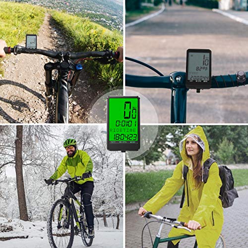 Gafild Cuentakilómetros para Bicicleta Inalámbrica, LCD Computadora de Bicicleta Impermeable Velocímetro Bici con 32 Funciones y 9 Idiomas para Seguimiento Distancia de Ciclismo