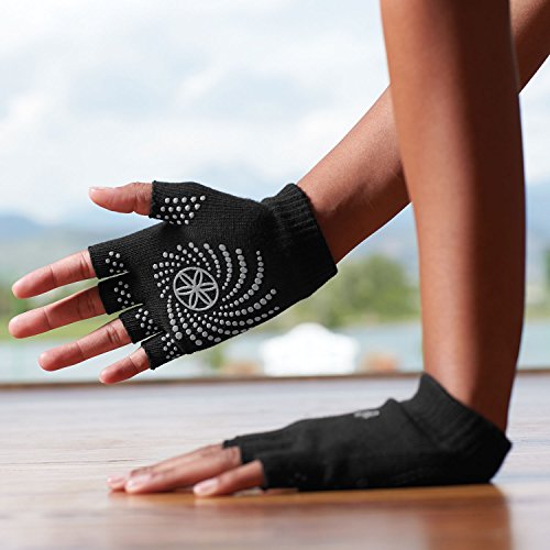 gaiam Grippy Yoga Gloves, Negro/Gris, Talla Única