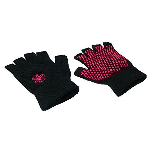 gaiam Grippy Yoga Gloves, Negro/Rosa