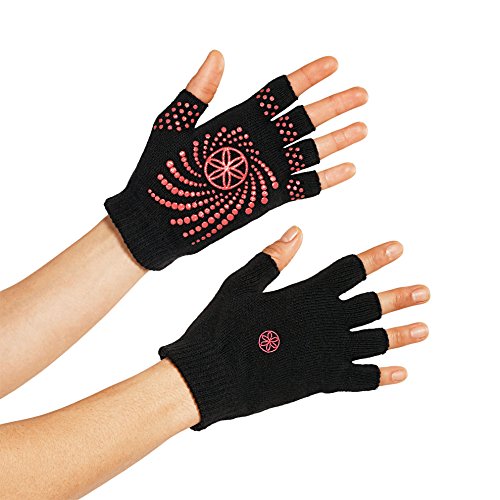 gaiam Grippy Yoga Gloves, Negro/Rosa