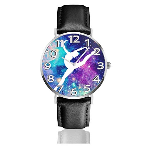 Galaxy Ballet Reloj Unisex Reloj Deportivo de Moda PU Banda de Cuero Relojes de Pulsera de Cuarzo Reloj clásico Delgado