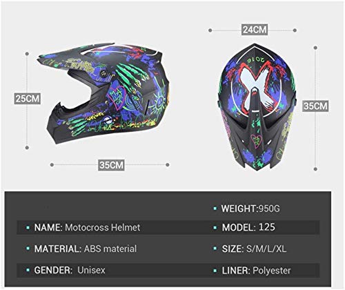 GaLon Suciedad Guantes de Motocross Casco con Gafas D.O.T Certificado for el Hombre y la Mujer Adulta De la Bici de BMX Casco de Descenso DH Cross Racing ATV Offroad MX de Go-Kart MTB Casco