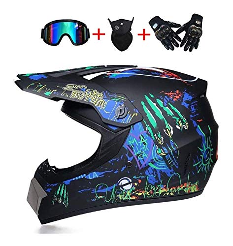 GaLon Suciedad Guantes de Motocross Casco con Gafas D.O.T Certificado for el Hombre y la Mujer Adulta De la Bici de BMX Casco de Descenso DH Cross Racing ATV Offroad MX de Go-Kart MTB Casco