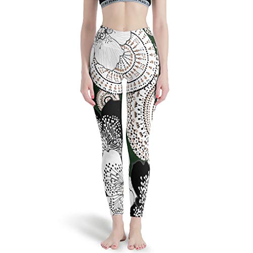 Gamoii Leggings de yoga para mujer, diseño de flores, impresión 3D, pantalones de yoga, cintura alta, de malla blanco XS