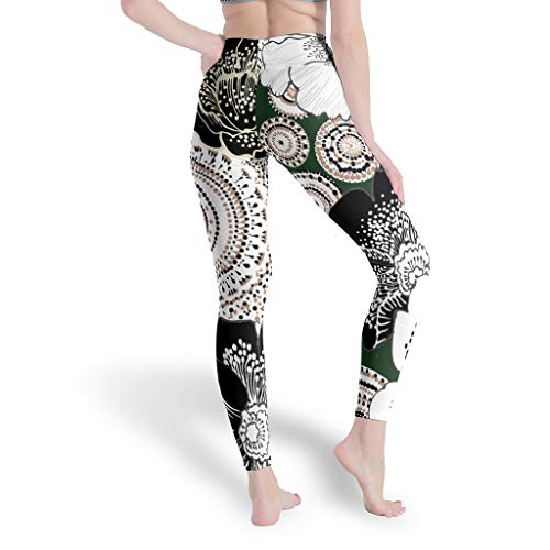 Gamoii Leggings de yoga para mujer, diseño de flores, pantalones de deporte, pantalones de yoga, cintura alta, pantalones informales blanco XS