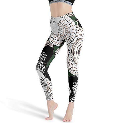 Gamoii Leggings de yoga para mujer, diseño de flores, pantalones de deporte, pantalones de yoga, cintura alta, pantalones informales blanco XS
