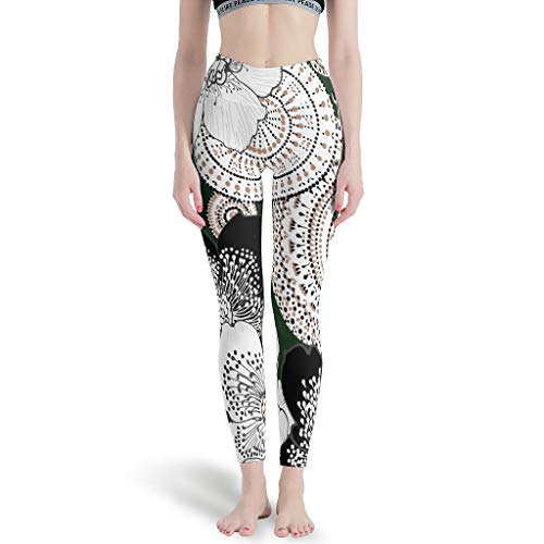 Gamoii Leggings de yoga para mujer, diseño de flores, pantalones de deporte, pantalones de yoga, cintura alta, pantalones informales blanco XS