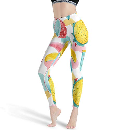 Gamoii Leggings de yoga para mujer, efecto artístico, plátano, frutas, moldeadores, pantalones de yoga, pantalones de cintura alta, push up blanco M