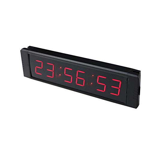 GAN XIN Reloj de pared LED multifuncional de 1 pulgada de alto 6 dígitos, con temporizador digital de cuenta regresiva/arriba, reloj de tiempo real de 12/24 horas, cronómetro por control remoto