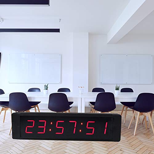 GAN XIN Reloj de pared LED multifuncional de 1 pulgada de alto 6 dígitos, con temporizador digital de cuenta regresiva/arriba, reloj de tiempo real de 12/24 horas, cronómetro por control remoto