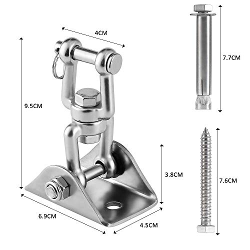 Gancho de suspensión de techo de acero inoxidable 304, resistente Colgadores giratorios de 360 ° para juegos de madera Silla de hamaca de porche de cuerda Soporte de columpio de yoga GYM Gancho de suspensión de techo de acero inoxidable 304, resistente Colgadores giratorios de 360 ° para juegos de madera Silla de hamaca de porche de cuerda Soporte de columpio de yoga GYM