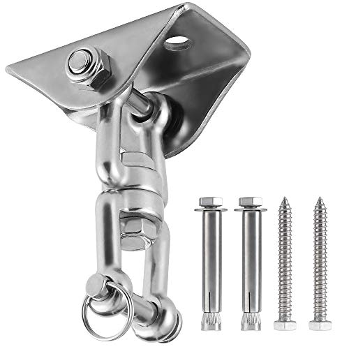 Gancho de suspensión de techo de acero inoxidable 304, resistente Colgadores giratorios de 360 ° para juegos de madera Silla de hamaca de porche de cuerda Soporte de columpio de yoga GYM Gancho de suspensión de techo de acero inoxidable 304, resistente Colgadores giratorios de 360 ° para juegos de madera Silla de hamaca de porche de cuerda Soporte de columpio de yoga GYM