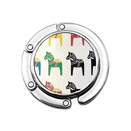 Gancho plegable del monedero de la percha del bolso, folk rojo dala dala caballo azul Dalahorse Suecia Gancho plegable del monedero de la percha del bolso, folk rojo dala dala caballo azul Dalahorse Suecia