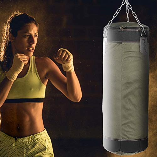 Ganchos Sacuda Bolsa de Arena Saco de Boxeo Funcional de Lona de Bolso Pesado de Boxeo Durable para Entrenar Ejercicio Hebilla de Seguridad(0.6M-Verde)