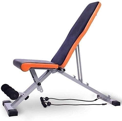 GANE Bancos de Pesas Ajustables 90 ° Plano, Plegable con Mancuernas Equipo de Ejercicios Multifuncional Tablero de músculos Abdominales Equipo de Ejercicios Silla Deportiva Plegable para el Abdomen