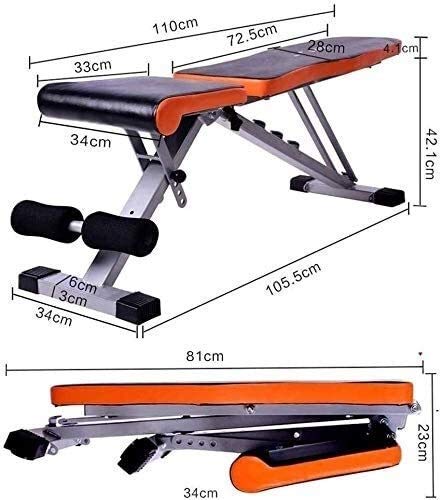 GANE Bancos de Pesas Ajustables 90 ° Plano, Plegable con Mancuernas Equipo de Ejercicios Multifuncional Tablero de músculos Abdominales Equipo de Ejercicios Silla Deportiva Plegable para el Abdomen