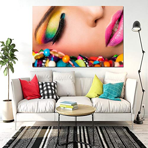 ganlanshu Retrato Hermosa niña Labios Rojos Ojos Maquillaje Impresiones Cartel Lienzo Mural Sala decoración de la Pared Arte Pintura sin Marco 70cmX105cm ganlanshu Retrato Hermosa niña Labios Rojos Ojos Maquillaje Impresiones Cartel Lienzo Mural Sala decoración de la Pared Arte Pintura sin Marco 70cmX105cm