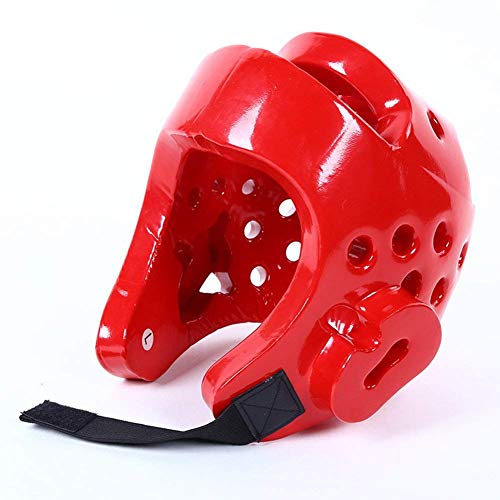 Ganquer Niños Unisex Taekwondo Casco Kick Boxing Casco Sports Accesorio Cara Completa Protector de Cabeza Ajuste Boxeo Tocados - Rojo, S