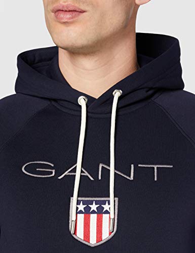 GANT Shield Hoodie Capucha, Azul (Evening Blue 433), Medium para Hombre