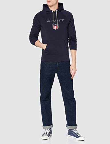 GANT Shield Hoodie Capucha, Azul (Evening Blue 433), Medium para Hombre