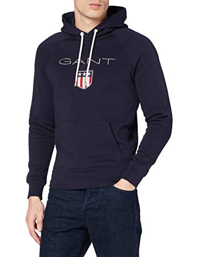 GANT Shield Hoodie Capucha, Azul (Evening Blue 433), Medium para Hombre