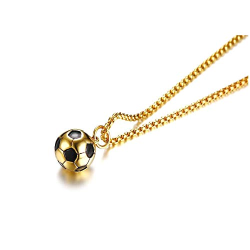 GAOHONGMEI Collar colgante de fútbol 3D para hombre Acero inoxidable Hobby Atleta Charm Artículo Joyería-gold