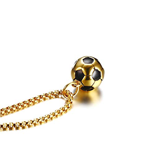 GAOHONGMEI Collar colgante de fútbol 3D para hombre Acero inoxidable Hobby Atleta Charm Artículo Joyería-gold