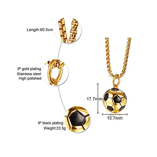 GAOHONGMEI Collar colgante de fútbol 3D para hombre Acero inoxidable Hobby Atleta Charm Artículo Joyería-gold