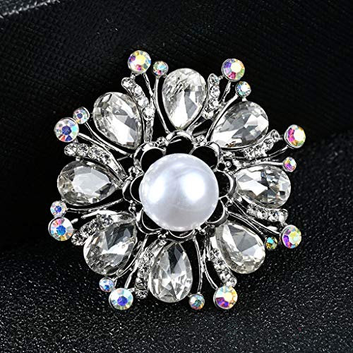 Gaorb Broche de la Mujer, Perla Ramillete Ramillete de Flores de Vestuario Femenino Goteo Coincidencia de Plata 4.3 * los 4.3CM Gaorb Broche de la Mujer, Perla Ramillete Ramillete de Flores de Vestuario Femenino Goteo Coincidencia de Plata 4.3 * los 4.3CM