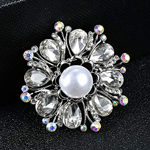 Gaorb Broche de la Mujer, Perla Ramillete Ramillete de Flores de Vestuario Femenino Goteo Coincidencia de Plata 4.3 * los 4.3CM