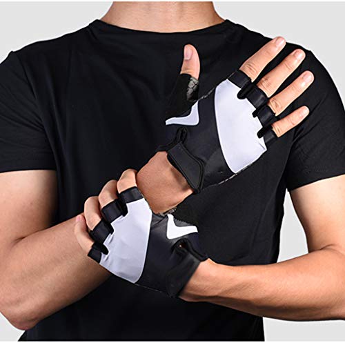 GAOZHE Guantes De Fitness Equipos para Hombres Y Mujeres Entrenamiento Remo Remo Pull-ups Barra Horizontal Medio Dedo con Mancuernas Guantes Anti-Capullo Cómodo Y Ponible, Fitness