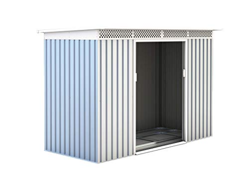 GARDIUN KIS12135 - Caseta Metálica Rutland 3,93 m² Exterior 142x277x184 cm Acero Galvanizado Silver/Blanco