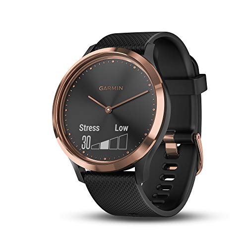 Garmin vívomove HR - Elegante reloj inteligente híbrido con monitor de actividad, negro y oro rosa
