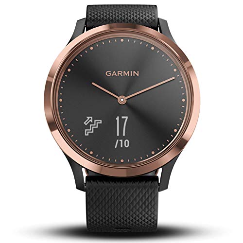 Garmin vívomove HR - Elegante reloj inteligente híbrido con monitor de actividad, negro y oro rosa