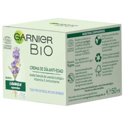 Garnier Bio - Cofre Antiedad con Crema Hidratante Antiedad con Aceite Esencial de Lavanda y Vitamina E Antioxidante 50 ml + Aceite Rostro Reafirmante con Lavanda 30 ml – 1 Unidad 400 gr