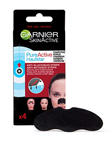 Garnier Skin Active PureActive Tiras de Carbón Anti Puntos Negros, Espinillas y Poros de la Nariz - 4 Tiras