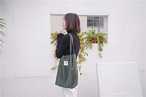 Gather together Brown Women Corduroy Canvas Tote Handbag Female Cloth Shoulder Bags Young Ladies Casual Shopping Bag Girls Reusable Folding Bags