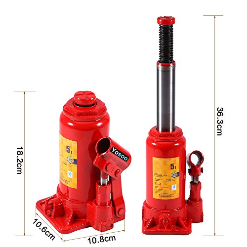Gato hidráulico de botella, gato hidráulico profesional, gato hidráulico hidráulico para carrocería, vehículos pequeños, camiones, coches, reparación de neumáticos (5T) Gato hidráulico de botella, gato hidráulico profesional, gato hidráulico hidráulico para carrocería, vehículos pequeños, camiones, coches, reparación de neumáticos (5T)