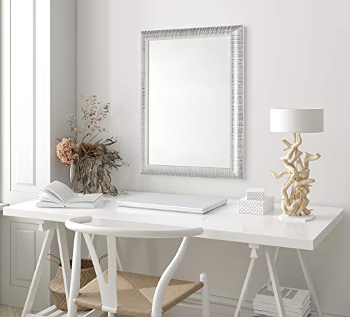 GaviaStore Espejo de Pared Moderno - Elise - 70x50 cm - Muebles para el hogar Arte decoración Sala de Estar Sala Moderna Dormitorio baño Cocina Entrada Wall (Silver)