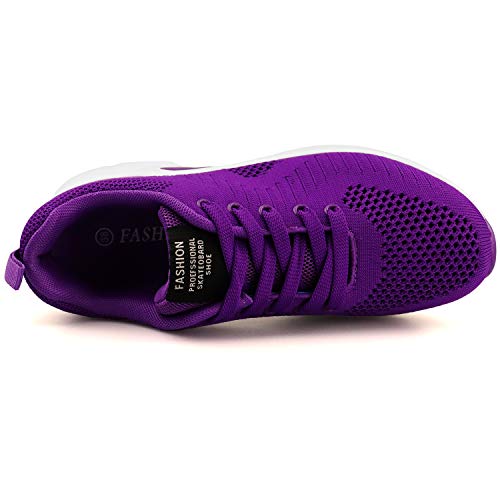 GAXmi Zapatillas Deportivas de Mujer Air Cordones Zapatos de Ligero Running Fitness Zapatillas de para Correr Antideslizantes Amortiguación Sneakers Morado 38 EU