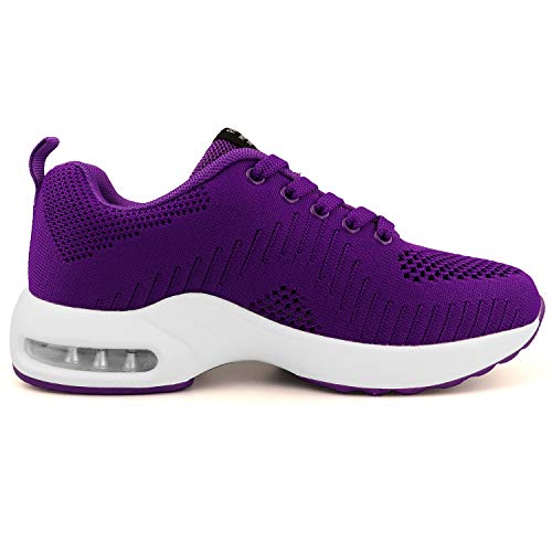 GAXmi Zapatillas Deportivas de Mujer Air Cordones Zapatos de Ligero Running Fitness Zapatillas de para Correr Antideslizantes Amortiguación Sneakers Morado 38 EU