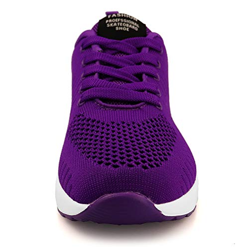 GAXmi Zapatillas Deportivas de Mujer Air Cordones Zapatos de Ligero Running Fitness Zapatillas de para Correr Antideslizantes Amortiguación Sneakers Morado 38 EU